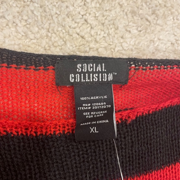 Red/Black Distressed Sweater Dress - Picture 5 of 5